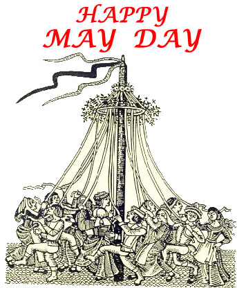 May day, people dancing around the maypole