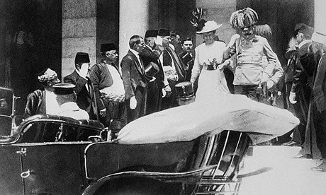 Austrian Crown Prince Franz Ferdinand and his wife Sophie on June 28 1914. They were assassinated five minutes later.