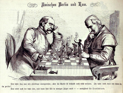 Between Berlin and Rome (1875) portrays Kulturkampf as chess game; in the end the Catholics prevail