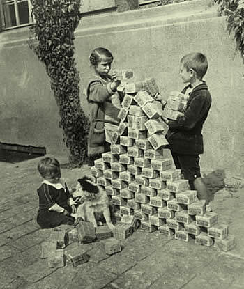 One of the first problems that the Weimar Republic faced was Hyperinflation. Money became so worthless that children could play with stacks of it. People's savings were wiped out causing widespread discontent and civil unrest. 