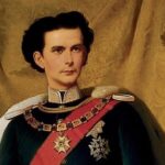 Portrait of King Ludwig II of Bavaria in regal attire, symbolizing his royal status and romantic personality.