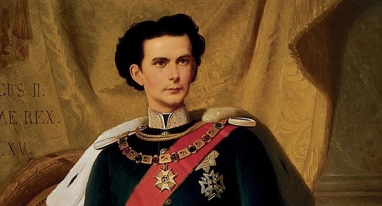 Portrait of King Ludwig II of Bavaria in regal attire, symbolizing his royal status and romantic personality.